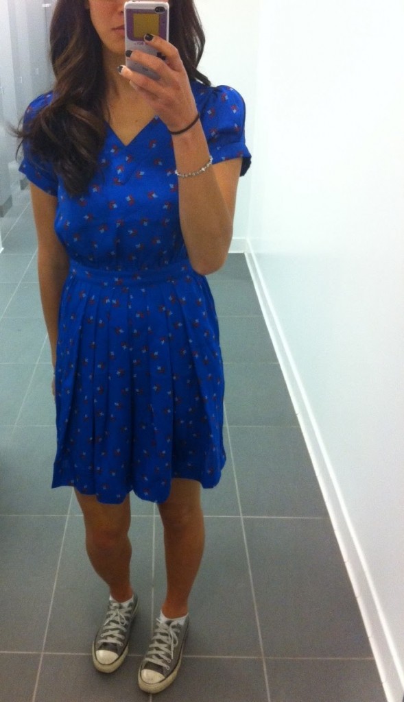 vintage dress with sneakers