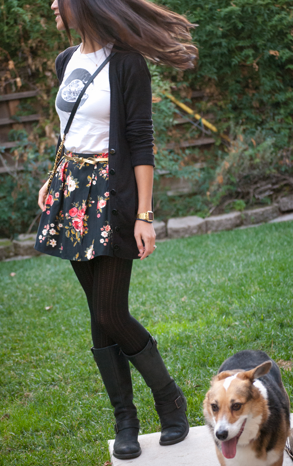 Floral Skirt and Boots outfit